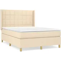 vidaXL Boxspring met matras stof crèmekleurig 140x190 cm