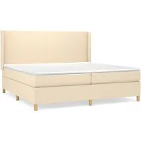 vidaXL Boxspring met matras stof crèmekleurig 200x200 cm