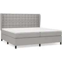vidaXL Boxspring met matras stof lichtgrijs 200x200 cm