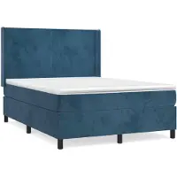 vidaXL Boxspring met matras fluweel donkerblauw 140x200 cm