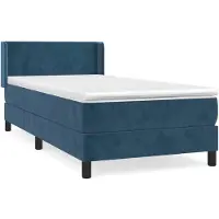 vidaXL Boxspringbed met matras, donkerblauw, 90x190 cm, fluweel