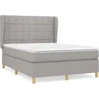 vidaXL Boxspring met matras stof lichtgrijs 140x190 cm