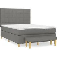 vidaXL Boxspring met matras stof donkergrijs 140x200 cm