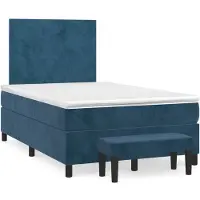 vidaXL Boxspring met matras fluweel donkerblauw 120x200 cm