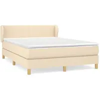 vidaXL Boxspring met matras stof crèmekleurig 140x190 cm