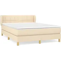 vidaXL Boxspring met matras stof crèmekleurig 140x200 cm