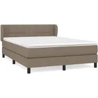 vidaXL Boxspring met matras stof taupe 140x190 cm