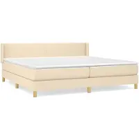 vidaXL Boxspring met matras stof crèmekleurig 200x200 cm