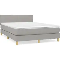 vidaXL Boxspring met matras stof lichtgrijs 140x200 cm