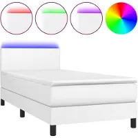 vidaXL Boxspring met matras en LED kunstleer wit 80x200 cm