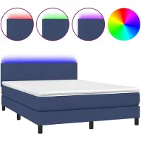 vidaXL Boxspring met matras en LED stof blauw 140x200 cm