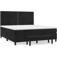 vidaXL Boxspring met matras fluweel zwart 180x200 cm