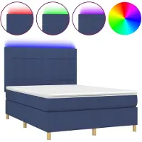 vidaXL Boxspring met matras en LED stof blauw 140x190 cm