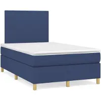 vidaXL Boxspring met matras stof blauw 120x200 cm
