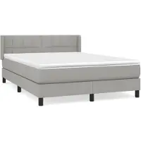 vidaXL Boxspring met matras stof lichtgrijs 140x190 cm