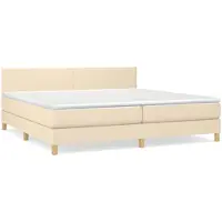 vidaXL Boxspring met matras stof crèmekleurig 200x200 cm