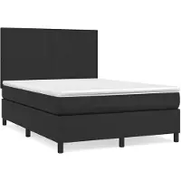 vidaXL Boxspring met matras kunstleer zwart 140x190 cm