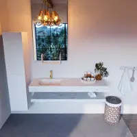 Mondiaz Alan DLux planchet 150cm met wastafel links 1 kraangat opalo
