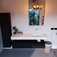 Mondiaz Alan DLux badmeubel 150cm urban 2 lades met wastafel ostra rechts zonder kraangat