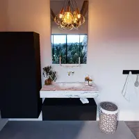 Mondiaz Alan DLux badmeubel 100cm urban 1 lade met wastafel glace midden zonder kraangat
