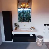 Mondiaz Alan DLux badmeubel 120cm urban 1 lade met wastafel opalo midden zonder kraangat
