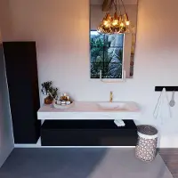 Mondiaz Alan DLux badmeubel 150cm urban 1 lade met wastafel opalo rechts 1 kraangat