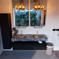 Mondiaz Alan DLux badmeubel 150cm urban 2 lades met wastafel lava dubbel 2 kraangaten
