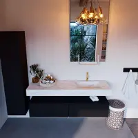 Mondiaz Alan DLux badmeubel 150cm urban 2 lades met wastafel opalo rechts 1 kraangat