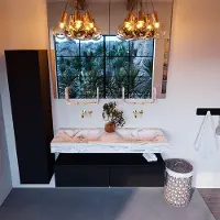 Mondiaz Alan DLux badmeubel 130cm urban 2 lades met wastafel glace dubbel zonder kraangat