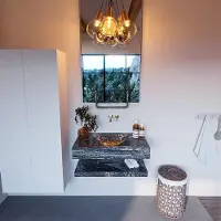 Mondiaz Alan DLux planchet 80cm met wastafel midden zonder kraangat lava