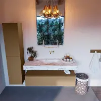 Mondiaz Alan DLux badmeubel 130cm oro 1 lade met wastafel glace midden zonder kraangat