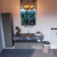 Mondiaz Alan DLux badmeubel 130cm plata 2 lades met wastafel lava midden 1 kraangat