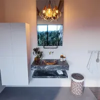 Mondiaz Alan DLux planchet 90cm met wastafel midden zonder kraangat lava