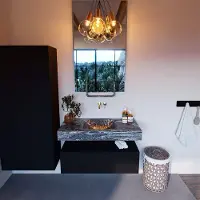 Mondiaz Alan DLux badmeubel 100cm urban 1 lade met wastafel lava midden zonder kraangat