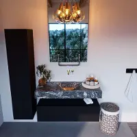Mondiaz Alan DLux badmeubel 110cm urban 1 lade met wastafel lava midden zonder kraangat