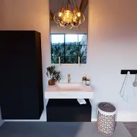 Mondiaz Alan DLux badmeubel 80cm urban 1 lade met wastafel ostra midden 1 kraangat