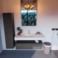 Mondiaz Alan DLux badmeubel 120cm dark grey 1 lade met wastafel opalo midden 1 kraangat