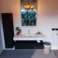Mondiaz Alan DLux badmeubel 130cm urban 1 lade met wastafel glace midden 1 kraangat