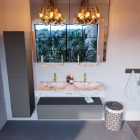 Mondiaz Alan DLux badmeubel 120cm plata 1 lade met wastafel glace dubbel 2 kraangaten