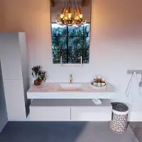 Mondiaz Alan DLux badmeubel 150cm cale 2 lades met wastafel opalo midden 1 kraangat