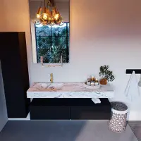 Mondiaz Alan DLux badmeubel 150cm urban 2 lades met wastafel glace links 1 kraangat