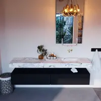 Mondiaz Alan DLux badmeubel 200cm urban 2 lades met wastafel glace rechts zonder kraangat