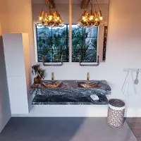 Mondiaz Alan DLux planchet 150cm met wastafel dubbel 2 kraangaten lava