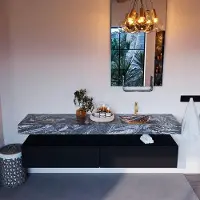 Mondiaz Alan DLux badmeubel 200cm urban 2 lades met wastafel lava rechts 1 kraangat