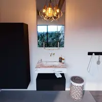 Mondiaz Alan DLux badmeubel 70cm urban 1 lade met wastafel glace midden zonder kraangat