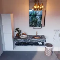 Mondiaz alan-dlux 130 cm planchet lava. Vrijhangende wastafel cloud rechts 1 kraangat, kleur lava.