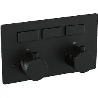 Brauer Black Carving 3-weg inbouwthermostaat met drukknoppen met in- en afbouwdelen mat zwart
