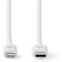 Nedis Lightning Kabel | USB 2.0 | Apple Lightning 8-Pins | USB-C Male | 480 Mbps | Vernikkeld | 2.00 m | Rond | PVC | Wit | Label - CCGL39650WT20