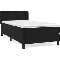 vidaXL Boxspring met matras fluweel zwart 90x200 cm