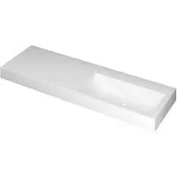 Ink Momento Meubelwastafel 140x45cm Polystone - Rechts - Zonder Kraangat - Mat Wit - 8718835160586 - Rechthoekig - Wastafels, Meubelwastafels